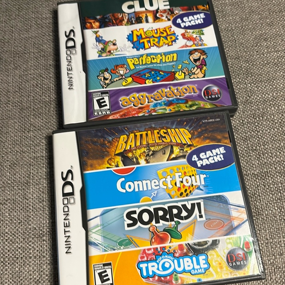 Lot Nintendo DS 4 Games In 1 Battleship Connect Four Sorry Trouble Clue Mousetra